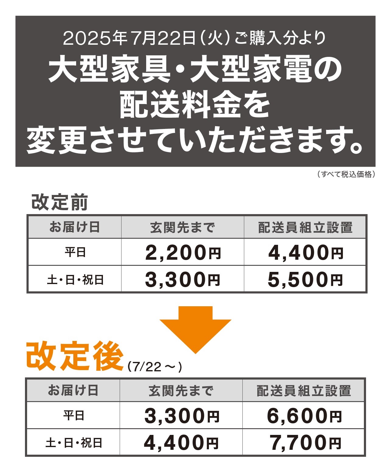 大型家具　配送サービス